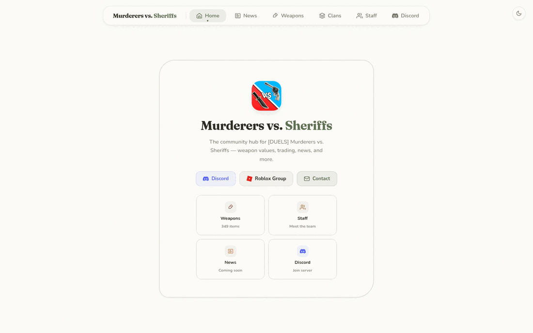 MVS Duels community website screenshot